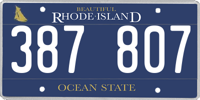 RI license plate 387807