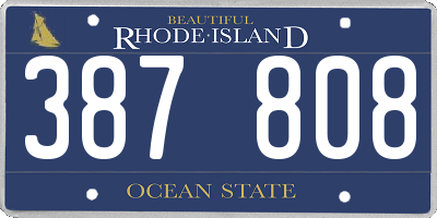 RI license plate 387808