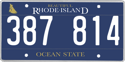 RI license plate 387814