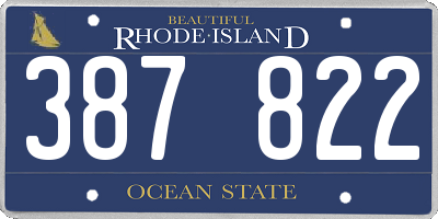 RI license plate 387822