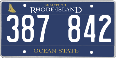 RI license plate 387842