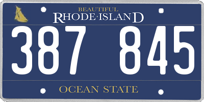 RI license plate 387845