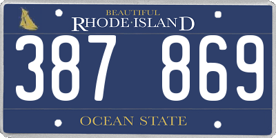 RI license plate 387869