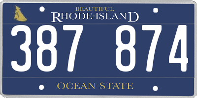 RI license plate 387874