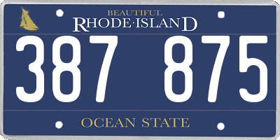 RI license plate 387875