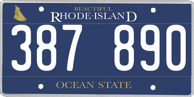 RI license plate 387890