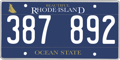 RI license plate 387892