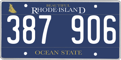 RI license plate 387906