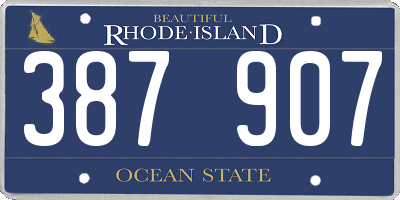 RI license plate 387907