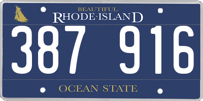 RI license plate 387916