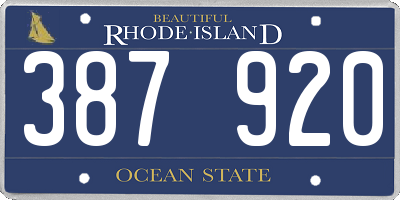 RI license plate 387920