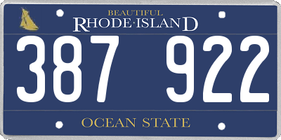 RI license plate 387922