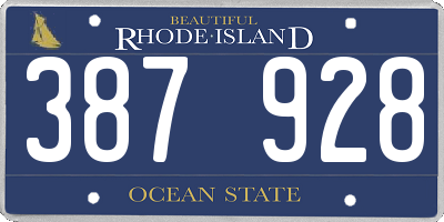 RI license plate 387928