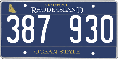 RI license plate 387930