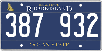 RI license plate 387932
