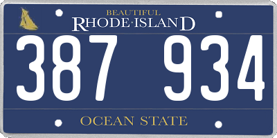 RI license plate 387934