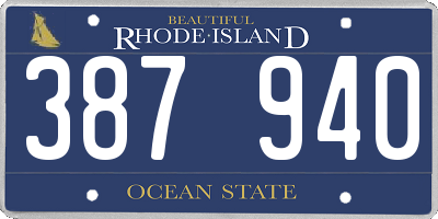 RI license plate 387940