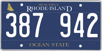 RI license plate 387942