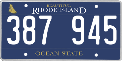 RI license plate 387945