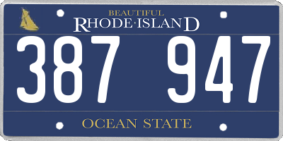 RI license plate 387947