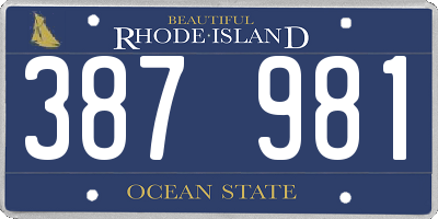 RI license plate 387981