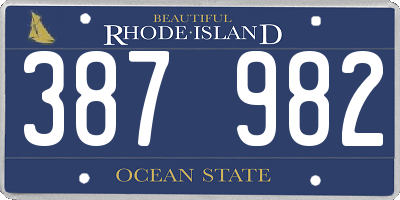 RI license plate 387982