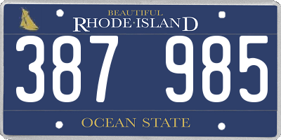 RI license plate 387985