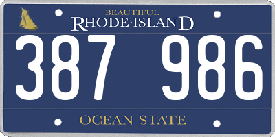 RI license plate 387986