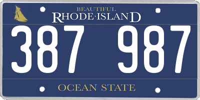 RI license plate 387987