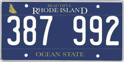 RI license plate 387992