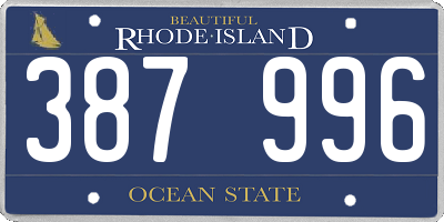 RI license plate 387996