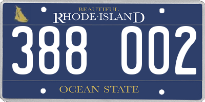 RI license plate 388002
