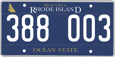 RI license plate 388003