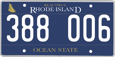 RI license plate 388006