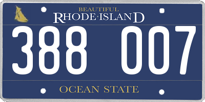 RI license plate 388007