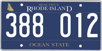 RI license plate 388012