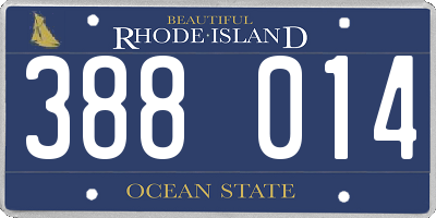 RI license plate 388014