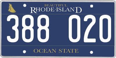 RI license plate 388020