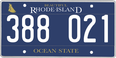 RI license plate 388021