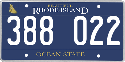 RI license plate 388022