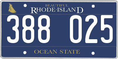 RI license plate 388025