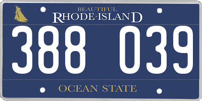 RI license plate 388039