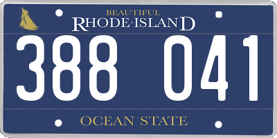 RI license plate 388041