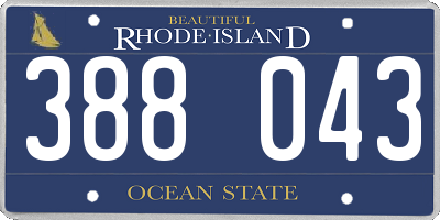 RI license plate 388043