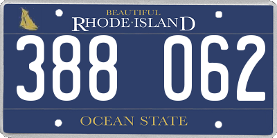 RI license plate 388062