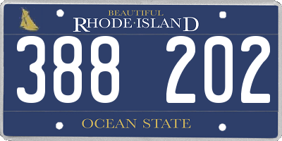 RI license plate 388202