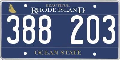 RI license plate 388203