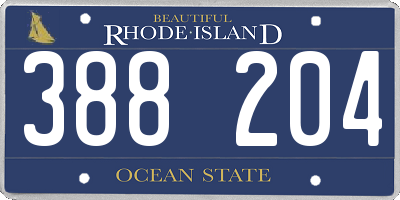 RI license plate 388204