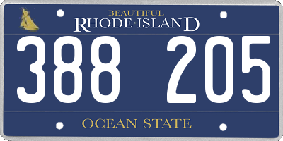 RI license plate 388205