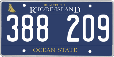 RI license plate 388209